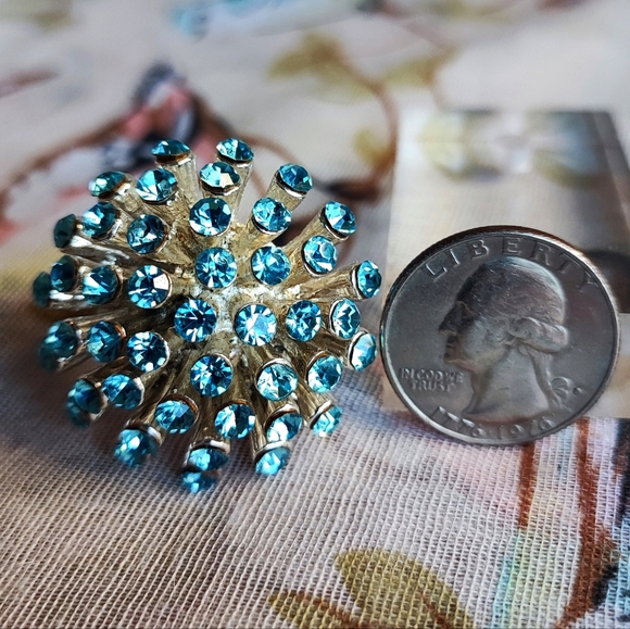 AQUA Vibrant Atomic Starburst Pastel Silver Tone Stretchy Band Size 8 Ring - Picture 4 of 7